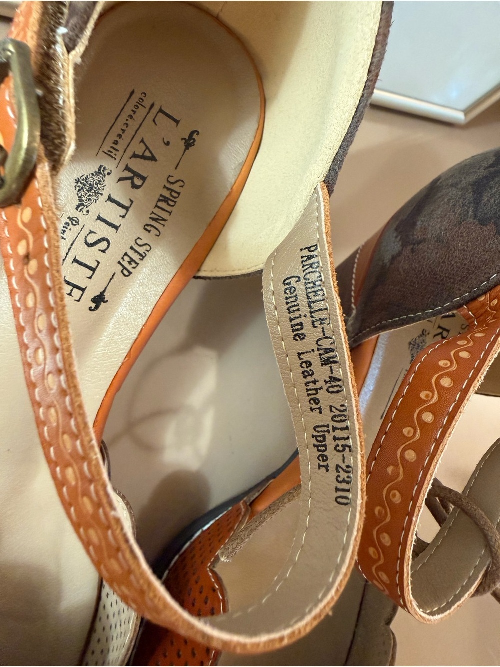 L'Artiste by Spring Step Parchelle Mary Jane Pumps Orange Camel Size 40 - Picture 7 of 10